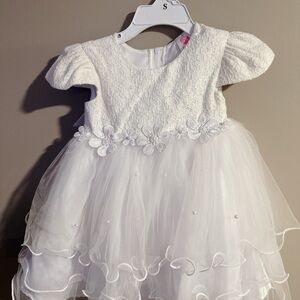 White Lace Baby Dress with Floral Details